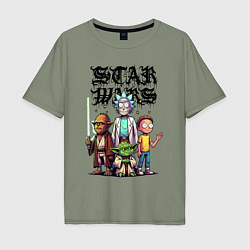 Мужская футболка оверсайз Yoda and Chewbacca are friends of Rick and Morty -