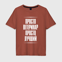 Футболка оверсайз мужская Просто ветеринар просто лучший, цвет: кирпичный