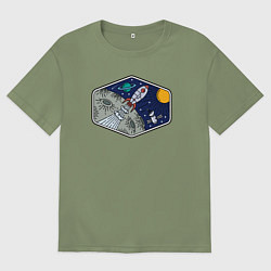 Футболка оверсайз мужская Moon rocket, цвет: авокадо