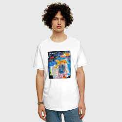 Футболка оверсайз мужская Граффити с текстом промпта для ИИ, цвет: белый — фото 2