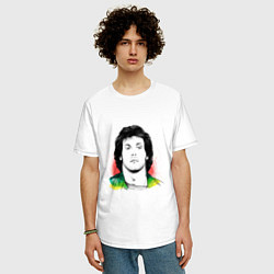 Футболка оверсайз мужская Stallone: Портрет Рэмбо, цвет: белый — фото 2