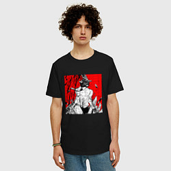 Футболка оверсайз мужская Человек-бензопила Денджи демон, цвет: черный — фото 2