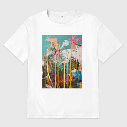 Мужская футболка оверсайз Абстрактная графическая картина с пальмами