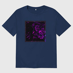 Мужская футболка оверсайз Самурай неоновый киборг