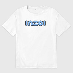 Футболка оверсайз мужская Inzoi синий логотип, цвет: белый