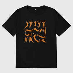 Футболка оверсайз мужская Volleyball players, цвет: черный