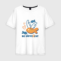 Футболка оверсайз мужская Летающая рыба, Be different, цвет: белый