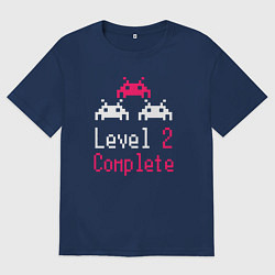 Футболка оверсайз мужская Уровень 2 пройден, цвет: тёмно-синий