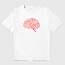 Футболка оверсайз мужская Мозг иллюстрация, цвет: белый