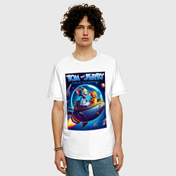 Футболка оверсайз мужская Tom and Jerry - space adventure, цвет: белый — фото 2