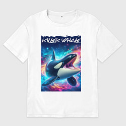 Футболка оверсайз мужская Space killer whale - ai art fantasy, цвет: белый