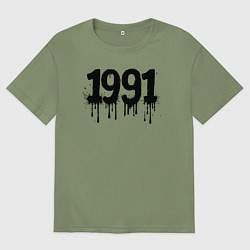 Мужская футболка оверсайз Черной краской 1991