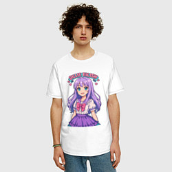 Футболка оверсайз мужская Билли Айлиш аниме стиль, цвет: белый — фото 2