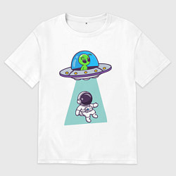 Футболка оверсайз мужская Похищение космонавта, цвет: белый