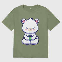 Мужская футболка оверсайз Мишка на кофейном релаксе