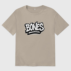 Футболка оверсайз мужская Bones белый логотип, цвет: миндальный
