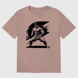 Футболка оверсайз мужская Мускулистый самбист, цвет: пыльно-розовый