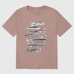 Мужская футболка оверсайз Корюшка пошла и рыбалка началась