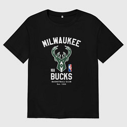 Футболка оверсайз мужская Милуоки Бакс - НБА, цвет: черный
