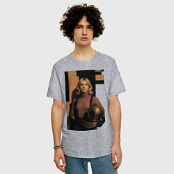 Футболка оверсайз мужская Девушка водолаз ретро-футуризм поп-арт 1970-е, цвет: меланж — фото 2