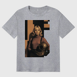 Мужская футболка оверсайз Девушка водолаз ретро-футуризм поп-арт 1970-е