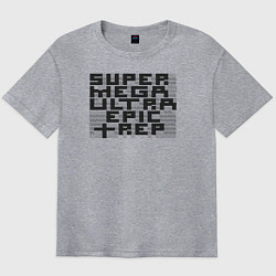 Футболка оверсайз мужская Пиксельный Super Mega Ultra Epic Rep - ASCII арт,, цвет: меланж