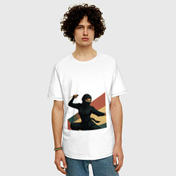 Футболка оверсайз мужская Ниндзя девушка, цвет: белый — фото 2