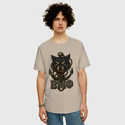 Футболка оверсайз мужская ВМФ волк, цвет: миндальный — фото 2