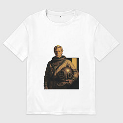 Футболка оверсайз мужская Молодой мужчина водолаз ретрофутуризм поп-арт 1970, цвет: белый