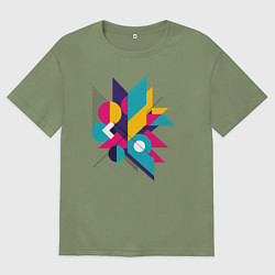 Мужская футболка оверсайз Геометрическая абстракция - взрыв форм и цветов