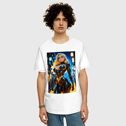 Футболка оверсайз мужская Черная Канарейка на улице, цвет: белый — фото 2