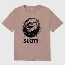 Футболка оверсайз мужская Ленивец в стиле граффити, цвет: пыльно-розовый