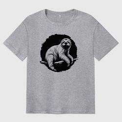 Мужская футболка оверсайз Ленивец в круге