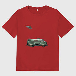 Футболка оверсайз мужская Летающий грузовик Bread ретрофутуризм, цвет: красный