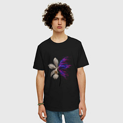 Футболка оверсайз мужская Цифровое цветение, цвет: черный — фото 2