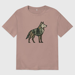 Футболка оверсайз мужская Геометрический волк, цвет: пыльно-розовый