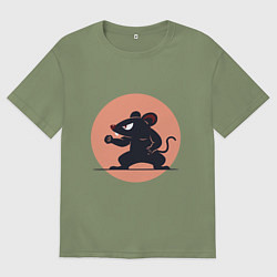 Футболка оверсайз мужская Бойцовая мышь, цвет: авокадо