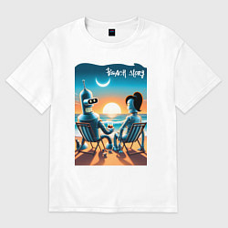 Футболка оверсайз мужская Bender with girlfriend - beach story, цвет: белый
