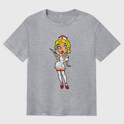 Мужская футболка оверсайз Медсестра блондинка