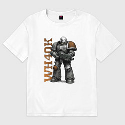 Футболка оверсайз мужская Стальной космический десантник, цвет: белый