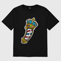 Футболка оверсайз мужская Король стрижки - парикмахеру, цвет: черный