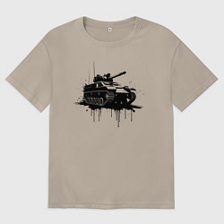 Футболка оверсайз мужская Танк с эффектом подтёков краски, цвет: миндальный