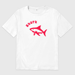 Мужская футболка оверсайз Акула-красный силуэт