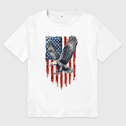 Мужская футболка оверсайз Орёл на фоне американского флага USA