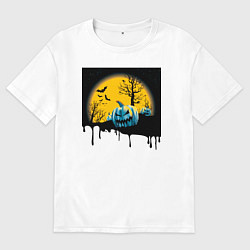 Мужская футболка оверсайз Хэллоуин и пугающие тыквы