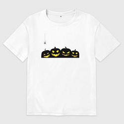Мужская футболка оверсайз Хэллоуин и счастливые злые тыквы