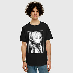 Футболка оверсайз мужская Фрирен - портрет, цвет: черный — фото 2