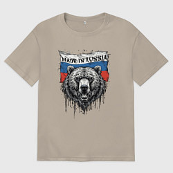 Мужская футболка оверсайз Флаг России и медведь