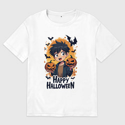 Мужская футболка оверсайз Halloween anime boy