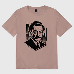 Футболка оверсайз мужская Сальвадор Дали в городском стиле, цвет: пыльно-розовый